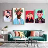 Famous Rappers Star Portrait and Flowers Canvas Painting Hip Hop Singers Abstract Art Posters Prints Cuadros Wall Art Home Decor L230704