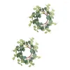 Flores decorativas, 2 uds., corona de anillo, accesorio de Pascua para el hogar, primavera al aire libre, suministro de hojas de seda nórdica, decoraciones para ventanas de trabajo