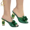ドレスシューズ最新グリーンカラーアフリカパンプス靴夏ハイヒールイタリア女性の結婚式のエレガントなスリッパ 230711