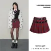 Women s Jumpsuits Rompers Red Plaid Skirt American Retro for Women Summer Korean Half length Mini Academy Style Pleated korean style y2k skirt 230711