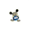 Brooches Female Fashion Blue Crystal Cute Mouse For Women Luxury Yellow Gold Color Alloy Animal Brooch Safety Pins