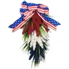 装飾花ドアハンガーフロント独立記念日愛国的な花輪アメリカンクリスマスライトプラグイン付き