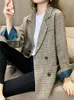 Women's Suits Plaid Blazer Coat Elegant Female Summer Business Casual Loose Jacket Tops Ladies Fashion Korean Overcoat Clothes