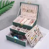 Verktyg Portabla smycken Box Large Capacity Jewelry Organizer Display smycken Fall Knapp Läderförvaring dragkedja juvelerare Joyero