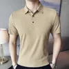 Polos masculinos de alta qualidade simples cor sólida polo verão manga curta fino lapela camiseta casual negócios social plus size 4XL