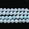 Perles A naturel bleu clair Jades pierre ronde entretoise en vrac pour la fabrication de bijoux accessoires de bricolage Bracelet 15 "pouces 6/8/10mm