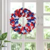 Corona de puerta patriótica de flores decorativas | Guirnalda artificial Hangable Independent Day - Atractiva decoración colorida para terraza jardín