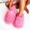 Chinelos Luxo Mongólia Fur Slides Feminino Fofo Fuzzy Chinelos Chinelos De Pelúcia Macio Casa Quente Chinelos de Inverno Incríveis Sapatos Peludos Mulher T230712