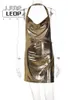 Urban Sexy Robes LEDP Summer Festive Clothing Bling Glitter Femmes Halter Mini Dress Side Slit Open Back Skinny Streetwear Party Club 230711