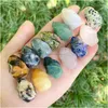 Stone Mini Torch Statue Natural Carved Decoration Quartz Hand Polished Healing Crystal Reiki Trinket Gift Room Ornament Drop Deliver Dhekg