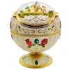 Vindtät hushåll Askfack Vintage Zinklegering Blomma Mönster Globe Cigarett Ashtray Lid Tabltop Portable Home Decor Ashtrayer