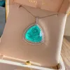 Подвесные ожерелья Knriquen Vintage 24*24 -мм Paraiba Tourmaline Emerald Pink Quartz Gemstone Подвесной колье для подвеска