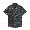 Mäns casual skjortor designer mens gitter klänning kappa vår och sommar broderi mode geometriskt tryck bowling hawaii t shirt män smal passar lång ärm t230712