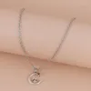 Chaînes couleur argent mode lune pendentif clavicule collier pour femmes filles Simple délicat géomérique métal cadeaux