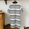 Vestido de mujer, camiseta de diseñador, vestidos de polo de gran tamaño, bordado de Saturno, vestido a rayas, ropa informal americana para mujer