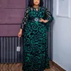 Robes décontractées dames africaines mode longue mousseline de soie pour les femmes col rond manches évasées taille haute étage longueur robe d'anniversaire de luxe