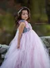 Abiti da ragazza Abito da tutu per ragazza di fiori rosa e grigio Abito da sposa in tulle Abiti da sposa per ragazze Robe Demoiselle Rose Abiti per bambina per bambini HKD230712