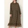 Urban Sexy Dresses Japanese Cotton Linen Floral For Women Autunn Vintage Round Neck Long Sleeve Pullover Dress Casual Loose Female Vestidos 230711