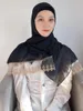 Vêtements ethniques dentelle Hijabs conception avec vague bord mousseline de soie écharpe couleur unie longue romantique Ramadan Eid Al Fitr femmes cadeaux