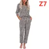 2023 vêtements de nuit pour femmes maison ensemble salon de la femme européenne américaine automne hiver cravate colorant imprimé à manches longues pantalon pyjama fendu