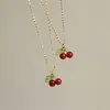 Pendentif Colliers Belle Cerise Fruit Collier En Acier Inoxydable Chaîne De Mode Filles Bijoux Pour Filles Dames Cadeau