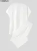 Chándales para hombres INCERUN 2023 Conjuntos para hombres Borla de impresión Ropa musulmana Cuello en V Camiseta de manga corta Pantalones 2PCS Streetwear Trajes casuales S5XL 230711