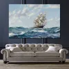 Marine Paintings Canvas Art the Clipper Ship Blue Jacket on Choppy Seas Montague Dawson Painting for Cafe Bar Decor