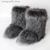 Boots Fashion Y2K Boots Women Winter Furry Thick Warm Fur Snow Boots Round Toe Long Boots Color Plush Faux Fur Snow Boot Girls Shoes T230712