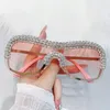 Gafas de sol Y2K Vintage Punk Diamond sin montura para mujer, gafas de sol de diseñador de marca, moda de lujo, cristales de Metal con diamantes de imitación