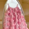 Robes pour filles été nouvelles filles en trois dimensions brodées Rose Halter robe mignonne douce princesse DressHKD230712