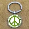 Keychains Anti-nuclear War Logo Key Chain International Peace Day Keychain Against And Long For Ring Glass Cabochon