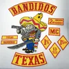 10 pezzi / set BANDIDOS TEXAS MC Patch ricamato Iron-On Full Back Size Jacket Vest Motorcycle Biker Patch 1% Patch Shi300L