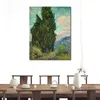 Fine Art Canvas Painting Two Cypresses Ii Handcrafted Vincent Van Gogh Reproduction Artwork Home Decor