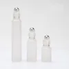 10ml 5ml 3ml Perfume Roll On Glass Bottle Frosted Clear with Metal Ball Roller Essential Oil Vials tube