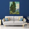 Fine Art Canvas Painting Two Cypresses Ii Handcrafted Vincent Van Gogh Reproduction Artwork Home Decor