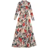 Ethnische Kleidung Muslim 2023 Elegante Casual Strand Boho Maxi Kleid Frühling Herbst Vintage Kleider Frauen Mode Floral Chiffon Lange Vestidos