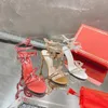 Designer hakken Margot kristallen sandalen damesschoenen hoge hakken BUTTERFLOWER Stiletto sandalen Slangvormige sexy enkelsandaal designer dia's jurk schoenen rc sandaal