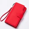 Carteira Feminina Couro PU Clutch Purse Red 3Fold Feminina Zipper Carteiras Alça Saco de Dinheiro Moeda Bolsa Feminina Para iPhone L230704