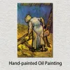 Handmade Artwork on Canvas Peasant Woman Cutting Straw After Millet Vincent Van Gogh Painting Countryside Office Studio Decor