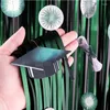 Party Decoration 2 Sets 1X2 Meters Shiny Green Tinsel Foil Fringe Curtains With 6 String Graduation Cup Firework Garland Graduations