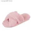 Slippare varma fluffiga tofflor kvinnor mysiga faux päls kors inomhus golv glider platt mjuka pälsskor damer kvinnliga kändisar flip flops t230712