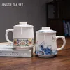 Кубки -блюдцы в стиле керамическая мастерская чашка с крышкой эмаль Цвета чая Внутренний Фильтр Большой Теткат Китайский набор 230711