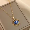 Chains Chandler Circular Devil's Eye Pendant Necklace For Women Crystal Zircon Rainbow Choker Simple Birthday Jewelry