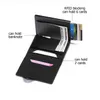 BISI GORO Custom Name Holder Leather Wallet Men RFID Blocking Aluminum Box Smart Slim Wallet ID Card Holder New 2023 L230704