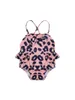 Kleding Sets Baby Meisjes Een Stuk Bikini Luipaard Print Strik Mouwloze Jumpsuits 3 Kleuren Outfits