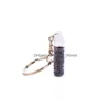 Key Rings Natural Crystal Stone Agate Keychain Degaussing Energy Drift Bottle Chain Lapis Lazi Rock Quartz Drop Delivery Jewelry Dhgem