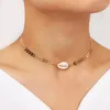 ペンダントネックレス人格パールチョーカーネックレス女性魅力的なゴールドカラーメッキタッセル Collares チェーンファッションレディースウェディングジュエリー