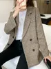 Women's Suits Plaid Blazer Coat Elegant Female Summer Business Casual Loose Jacket Tops Ladies Fashion Korean Overcoat Clothes
