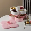 Plates Nordic Double Layer Revolving Candy Box Decorate The Living Room Flower Shape Decoration Tea Tray Table Dry Fruit Snack Plate