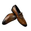 レザーアウトドアメンズ1721ポイントトウスリップオンプリンティングワニパターンローファー夏のファッション通気性のある靴